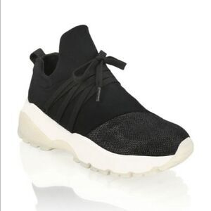 JSlides MORROW Sneaker Black Glitter Lace Up